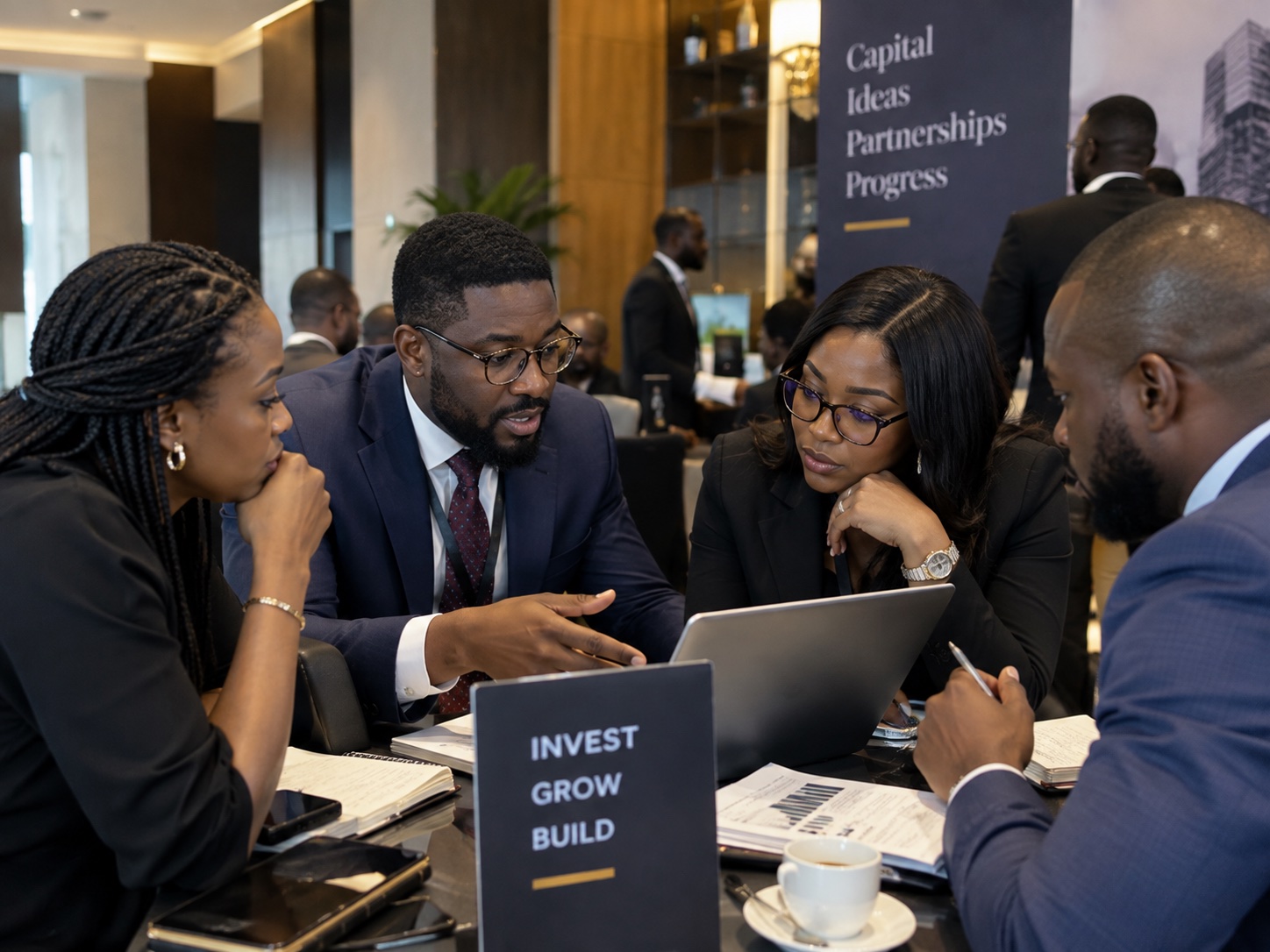 Attendees collaborating at the summit